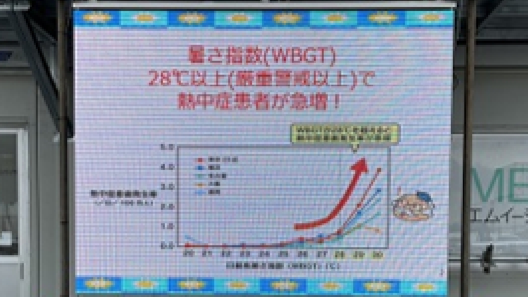 鹿島工場：デジタルサイネージで熱中症注意喚起 イメージ